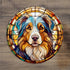 Australian Shepherd Circular Glass Suncatcher Worktop Saver